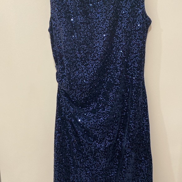 **NWOT ** Eliza J Velvet Allover Sequin Sheath Dress Navy Blue - Picture 7 of 17